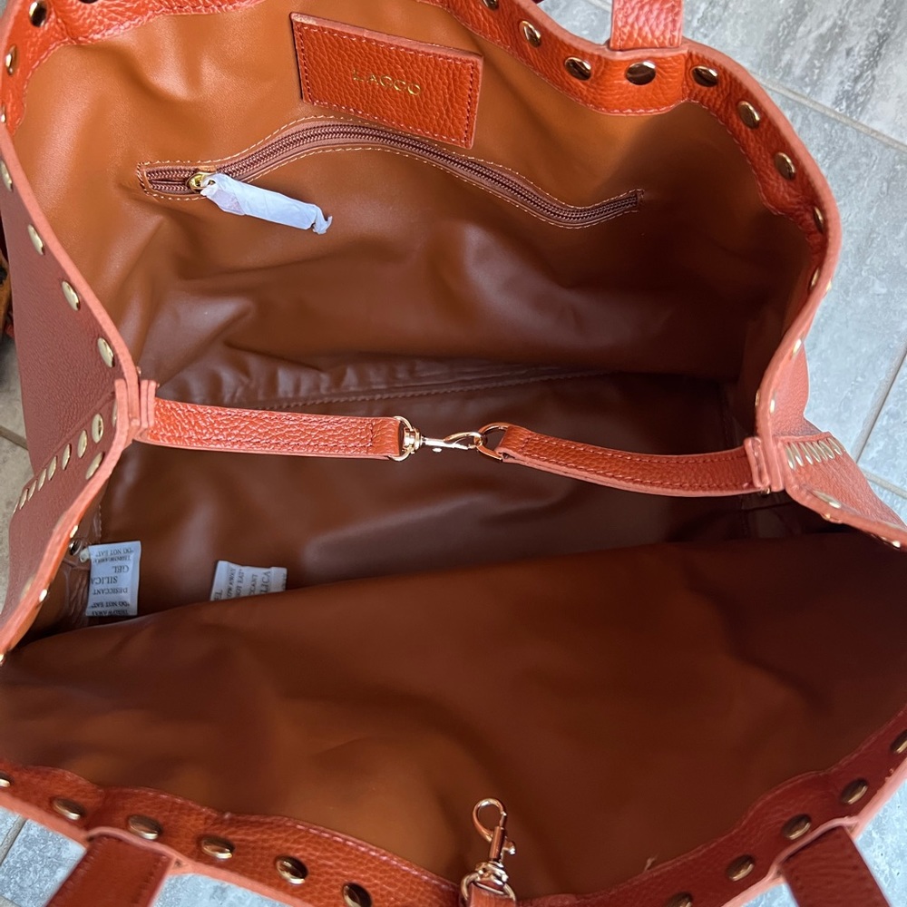 Laggo British Tan Tote bag.  Leather, new without tags. - Picture 4 of 10